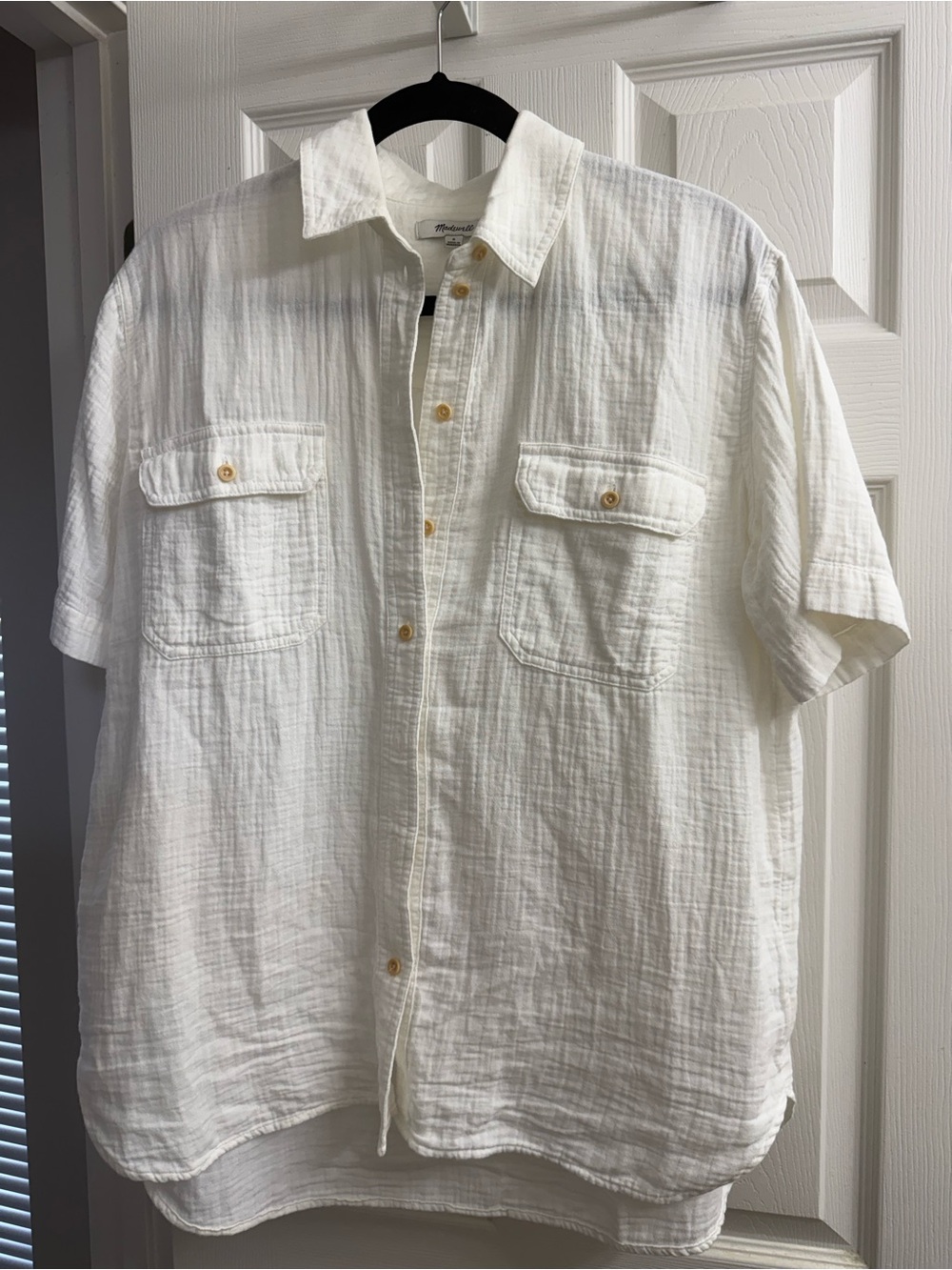Madewell Men's Casual Short-Sleeve Button-Down Shirt in White